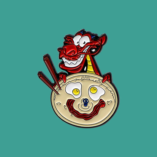 Mushu Dragon Noodles Enamel Pins Brooches Fashion Jewelry Accessories