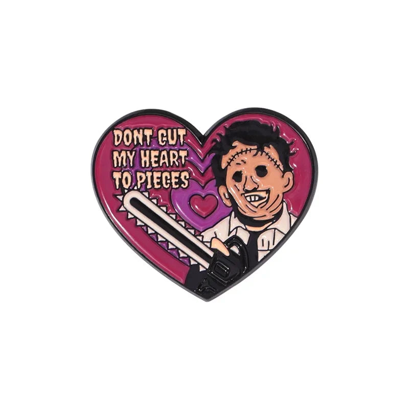 Halloween Horror Movie Enamel Pins Heart Brooch Gothic Jewelry
