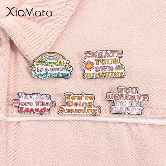 Positive Quote Enamel Pin: You Are Enough Lapel Badge Gift
