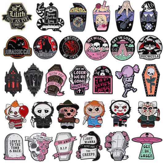 Halloween Skull Enamel Pin Gothic Punk Vampire Brooch Lapel Badge Jewelry Gift