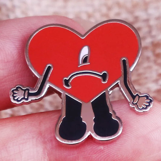 Baddd X Bunny Heart Enamel Music Lapel Pin