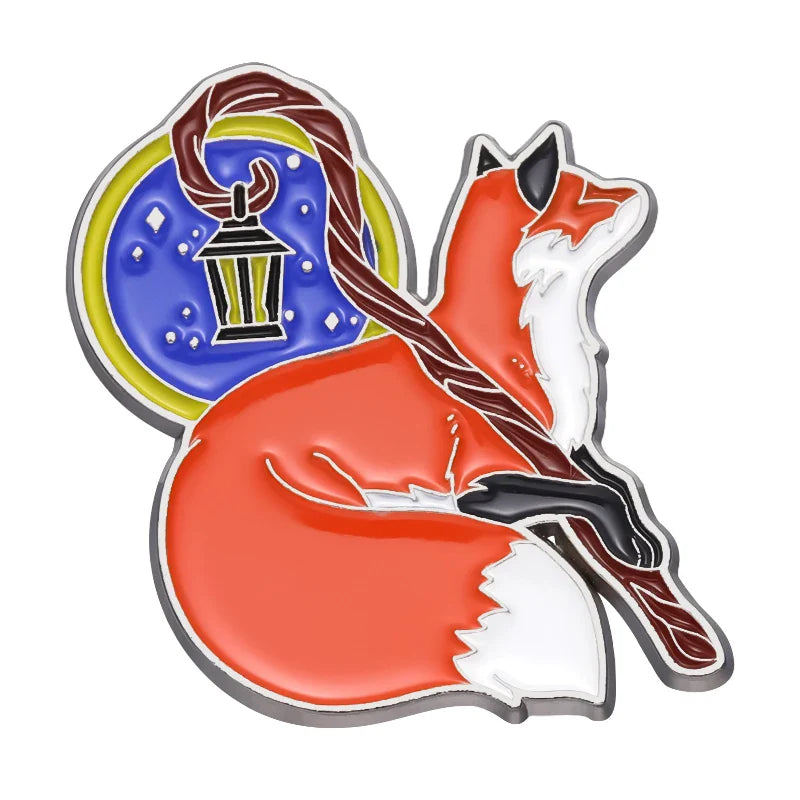 Red Fox Enamel Pin Cartoon Metal Brooch Lapel Backpack Jewelry Gift Wholesale