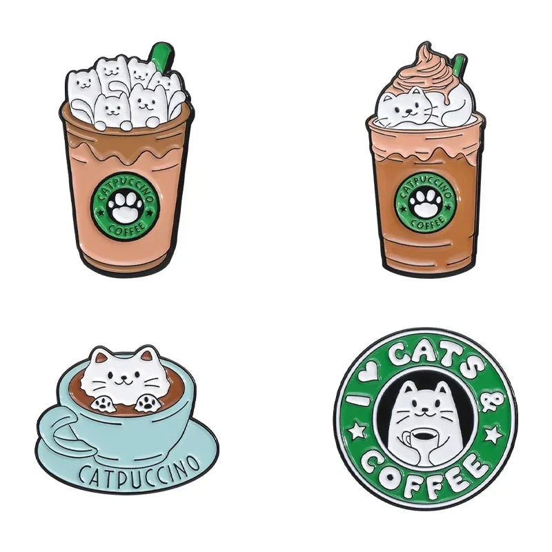 Cute Cat Enamel Pins Kitten Brooches Lapel Badge I Love Cats Jewelry Gift