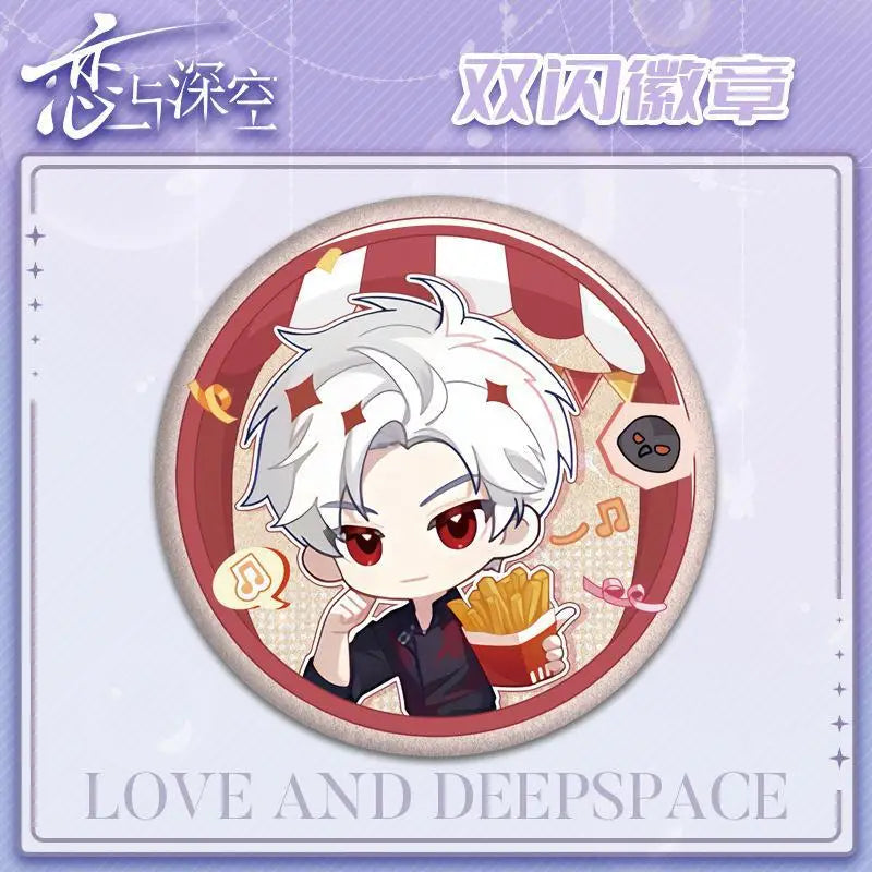 Game Love Deepspace Brooch Ice Cream Burger French Fries Series Pins Backpack Decoration