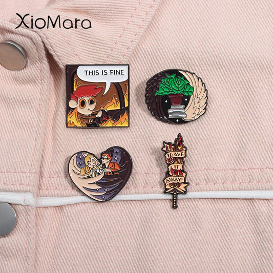 Fantasy Comedy Enamel Pins Angels Demons Funny Brooches Lapel Backpack Badge Jewelry Gift