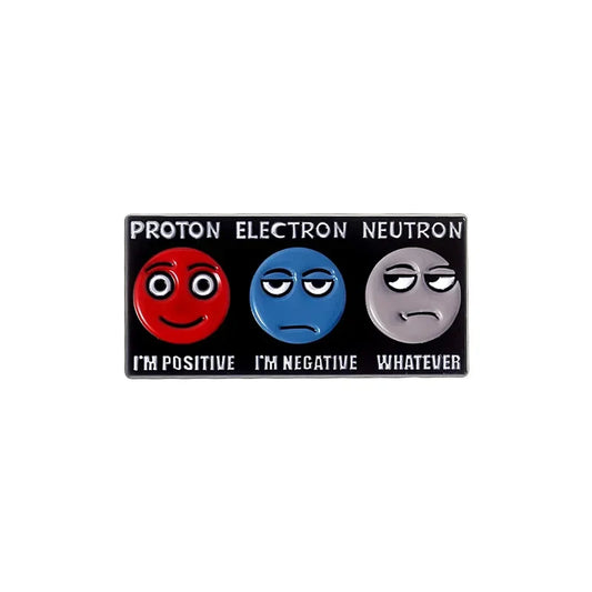 Proton Electron Neutron Enamel Pins Funny Physics Brooch Lapel Badge Jewelry Gifts