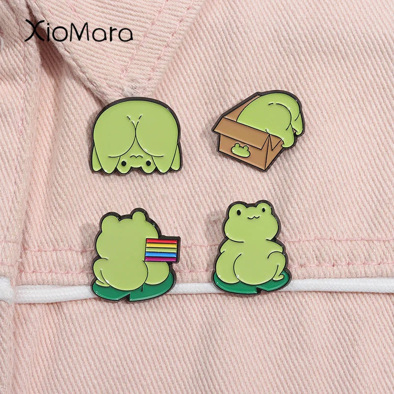 Cartoon Frog Enamel Pin Rainbow Brooch Lapel Badge Jewelry Gifts