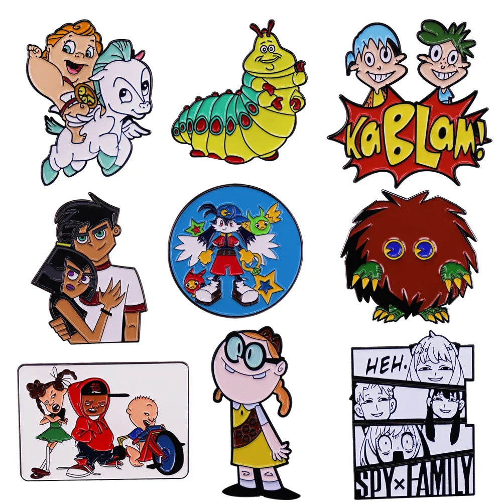Vintage Cute Enamel Lapel Pins for Backpacks Anime Cartoon Brooches Jewelry Gifts