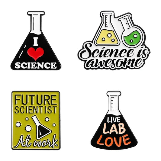 Science Enamel Pin Beaker Brooch Lapel Badge Jewelry Gift