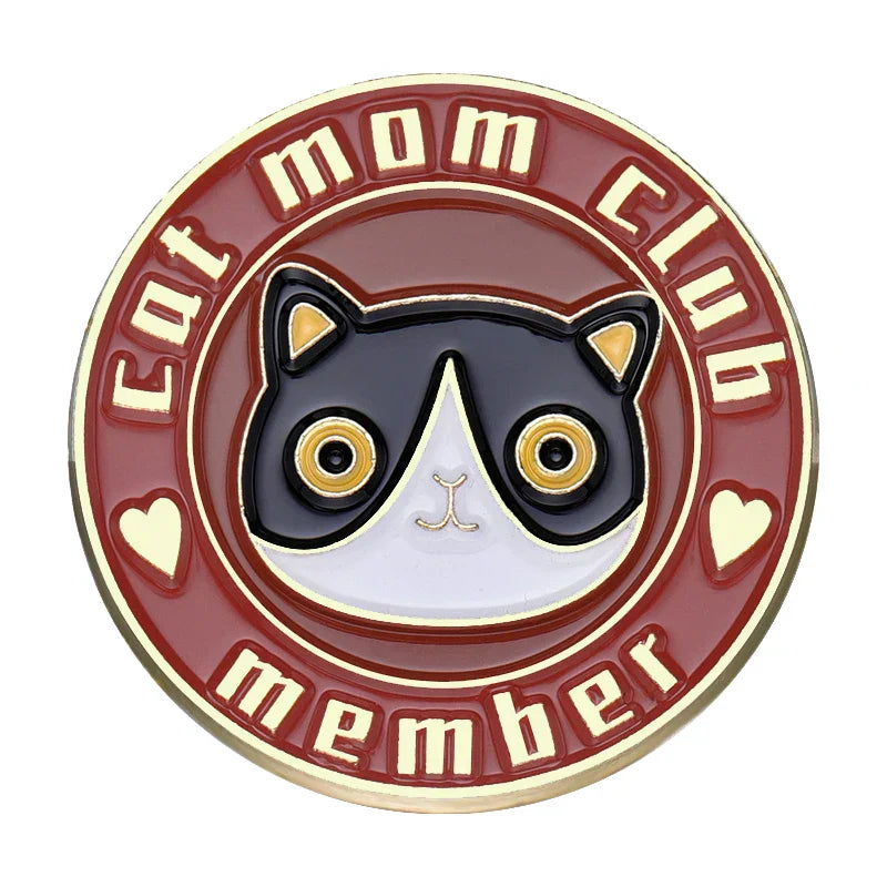 Cat Mom Enamel Pin Sleeping Kitten Coffee Books Brooch Lapel Badge Cat Jewelry Gift