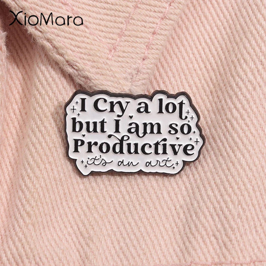 Productive Crying Enamel Pin - Mental Health Music Brooch Lapel Badge Gift