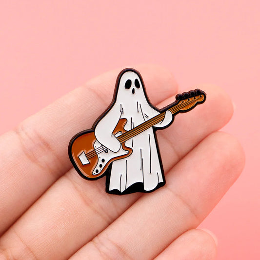Ghost Guitar Enamel Pin Halloween Brooch Badge Jewelry Gift