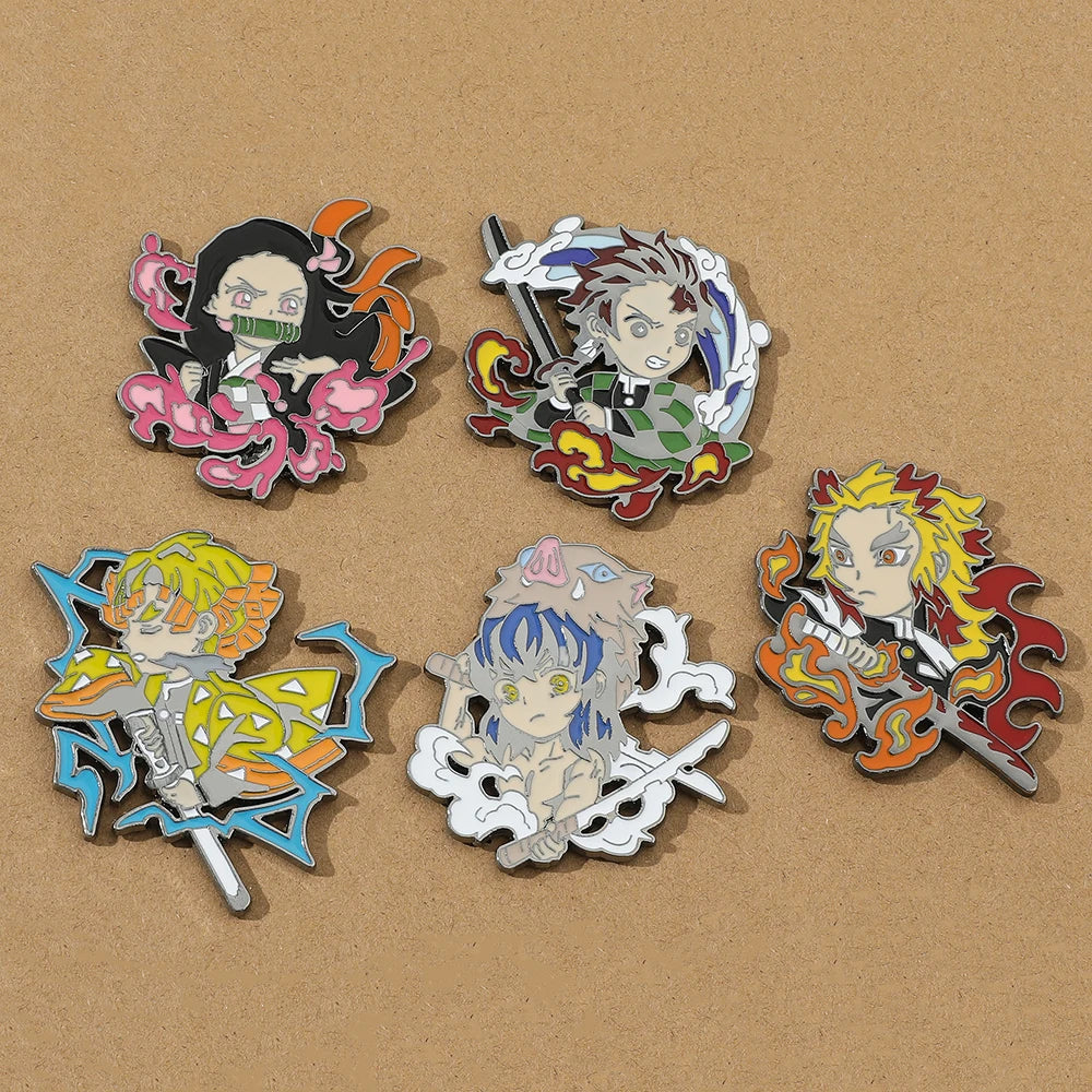 Demon Slayer Enamel Pins Zenitsu Nezuko Brooch Lapel Jewelry