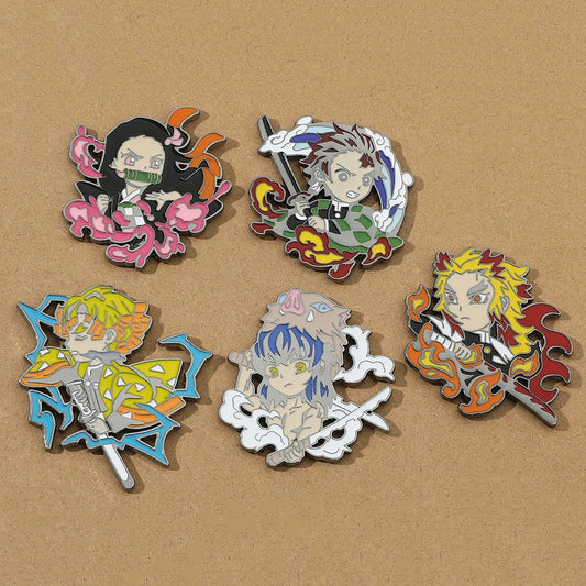 Demon Slayer Enamel Pins Zenitsu Nezuko Brooch Lapel Jewelry