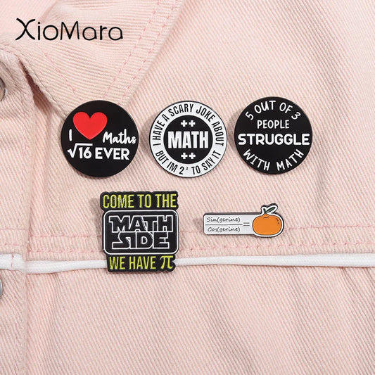 Math Enamel Pins Pi Brooches Lapel Backpack Badge Gift