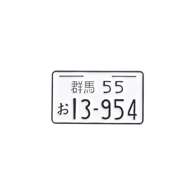 Japanese Car License Plate Enamel Pins Brooches Lapel Badges Anime Accessories Jewelry Gift