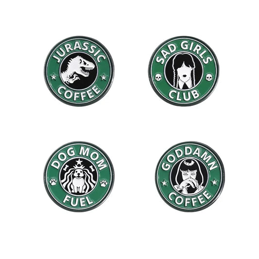 Coffee Witch Enamel Pins Sad Girls Club Dog Brooches Lapel Badge Backpack Accessories Animal Jewelry Gift