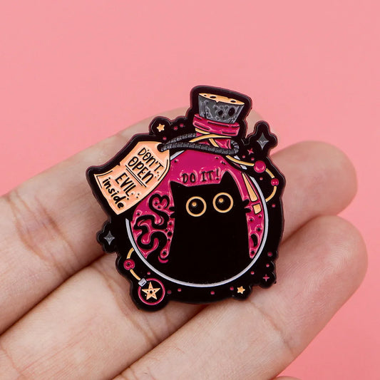 Black Cat Enamel Pin Cartoon Kitten Bottle Brooch Jewelry Gift