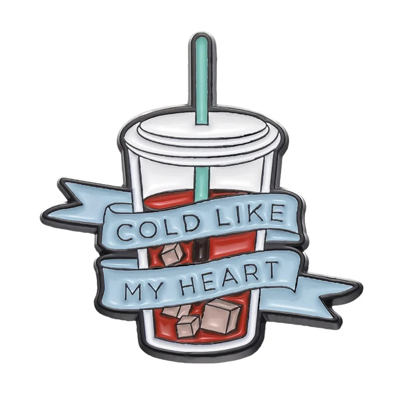 Iced Coffee Cola Milk Tea Enamel Lapel Pins for Backpacks and Clothes