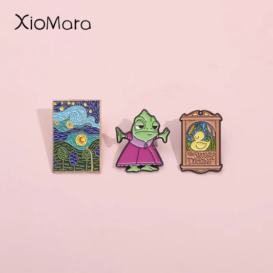 Fairy Tale Anime Enamel Pin: Snuggly Duckling Brooch for Backpack or Hat