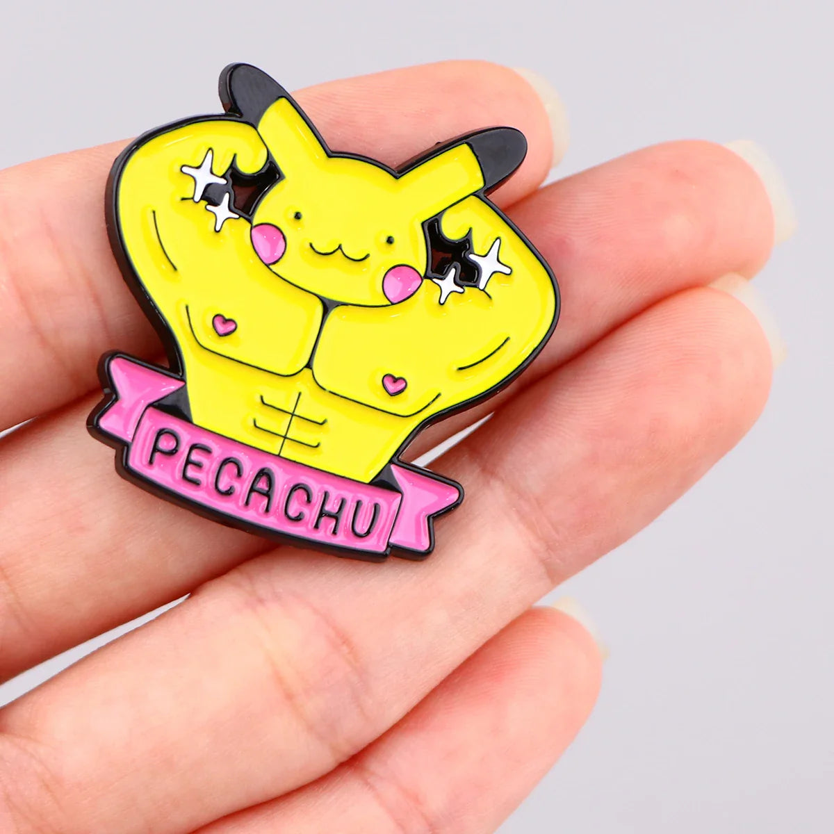 Kawaii Muscle Enamel Brooch Anime Fitness Pin Lapel Badge Jewelry Gift