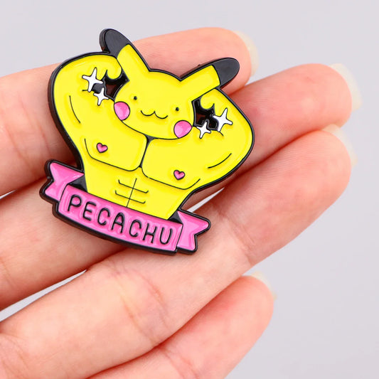 Kawaii Muscle Enamel Brooch Anime Fitness Pin Lapel Badge Jewelry Gift