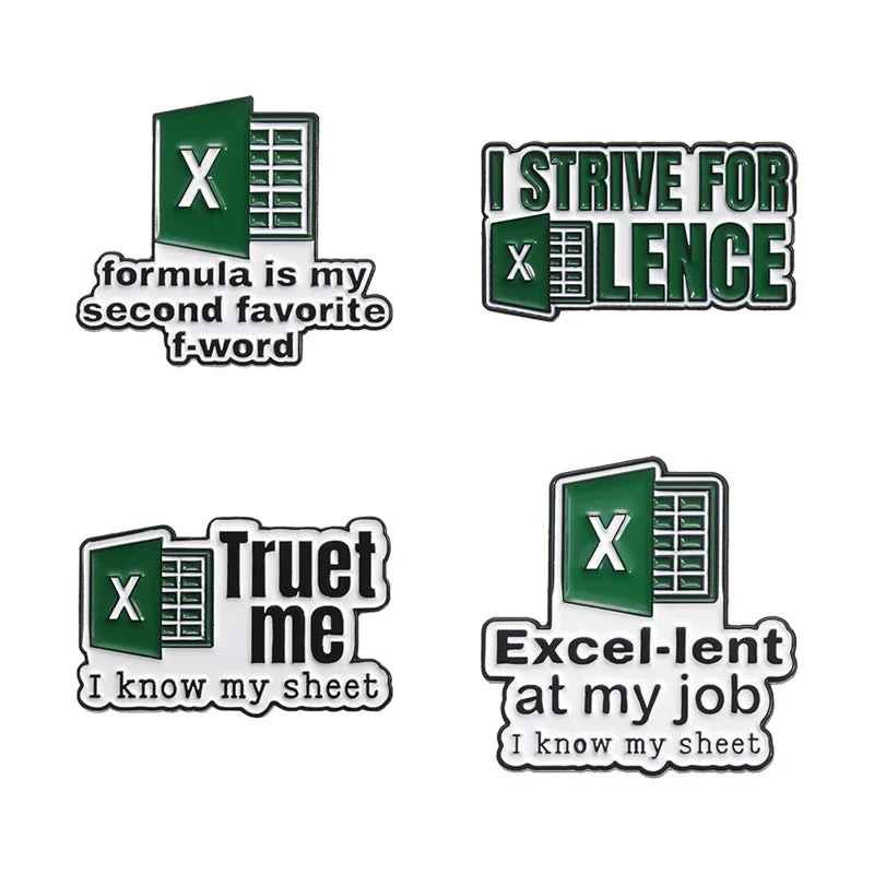 Custom Excel Spreadsheet Enamel Pin Office Logo Lapel Badge Jewelry