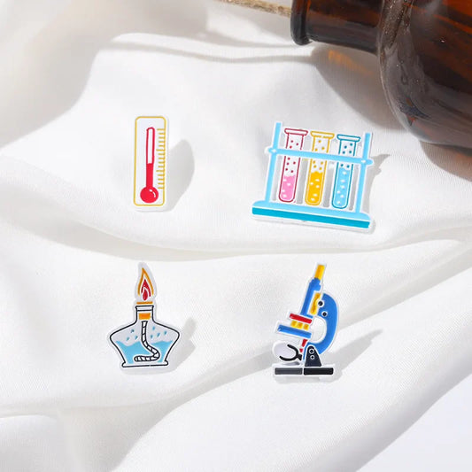 Science Lab Badge Cartoon Microscope Brooch Jewelry Gift