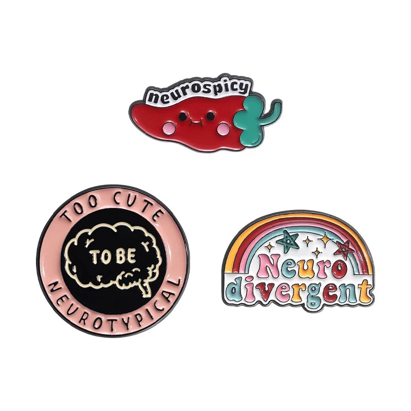 Neurospicy Strawberry Enamel Pin Neurodivergent Brooch Badge Jewelry