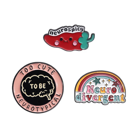 Neurospicy Strawberry Enamel Pin Neurodivergent Brooch Badge Jewelry