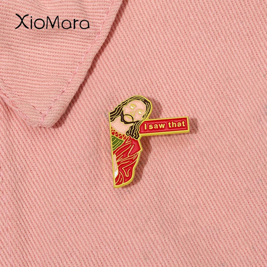 Black Haired Man Red Clothes Enamel Pin Punk Brooch Lapel Gift