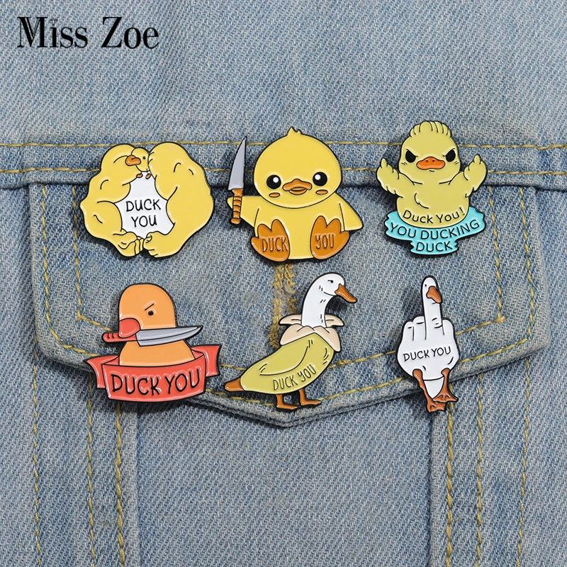 Cute Animal Enamel Pins: Duck, Goose, Chicken Brooches, Lapel Badges, Cartoon Jewelry Gift for Kids & Friends