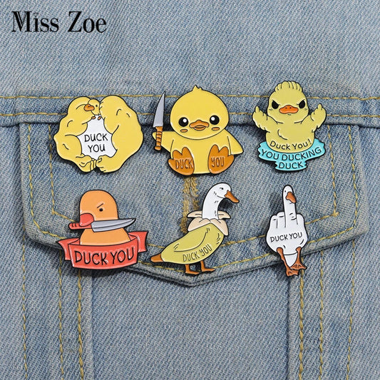 Cute Animal Enamel Pins: Duck, Goose, Chicken Brooches, Lapel Badges, Cartoon Jewelry Gift for Kids & Friends