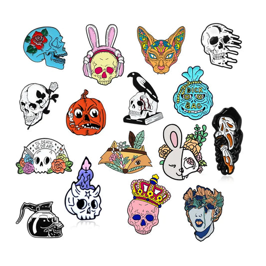 Skull Butterfly Witch Cat Brooch Pin Lapel Badge Jewelry