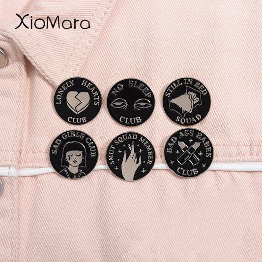 Sad Girls Club Enamel Pin Smut Squad Brooch Lapel Badge Jewelry Accessories