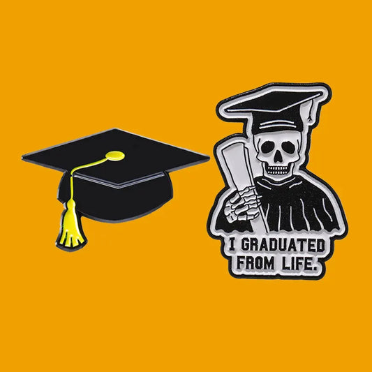 Graduation Skull Hat Brooch for Women Men Pet Party