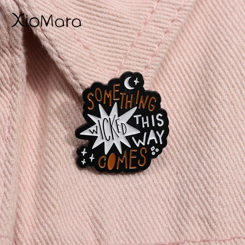 Something Wicked Enamel Pin Halloween Spooky Brooch Lapel Badge Jewelry Gift