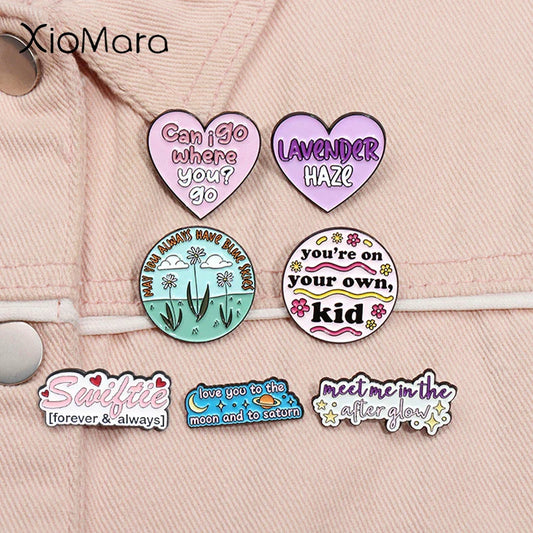 Music Album Enamel Pins Female Singer You're On Your Own Lavender Haze Brooch Lapel Badge Fans Jewelry Collection