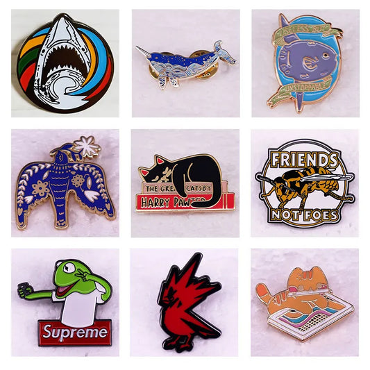Shark Enamel Pin Swallow Lapel Badge Brooch Jewelry Gifts