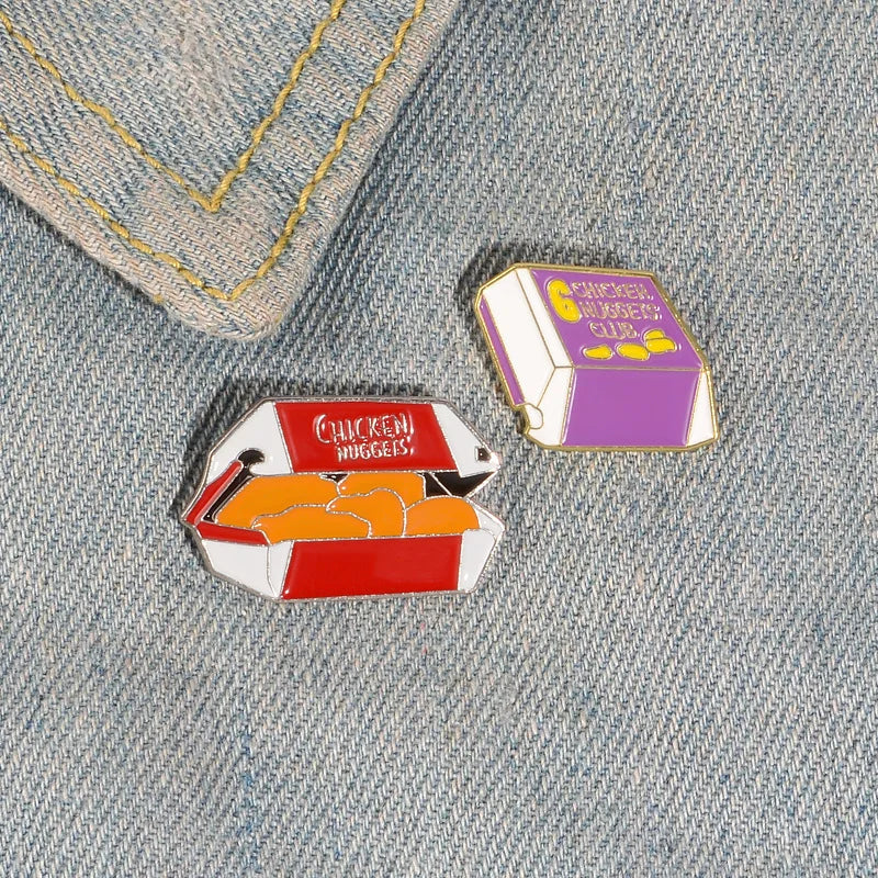 Cartoon Fried Chicken & Fries Enamel Pin Badge Brooch Accessory