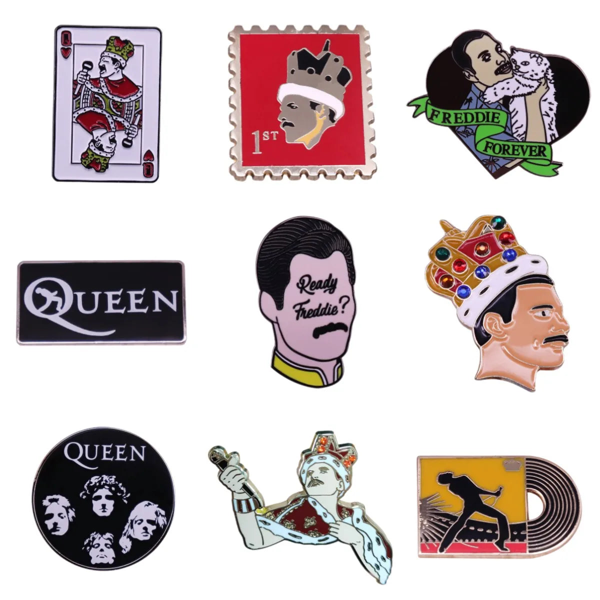 Hard Enamel Queen Metal Pin Brooch Lapel Badge Rock Band Jewelry Gift Wholesale