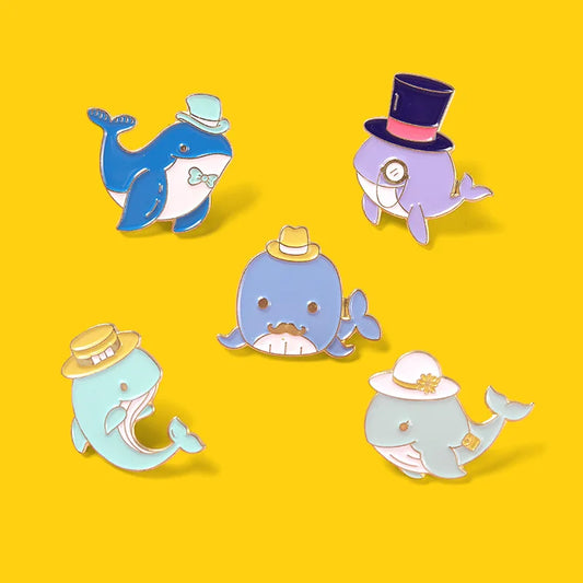 Whale Enamel Pins Brooches Lapel Badge Jewelry Gift