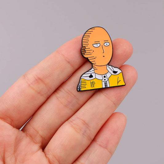 Cool Bald Man Anime Enamel Pins Brooch Lapel Badges Fashion Jewelry Gifts
