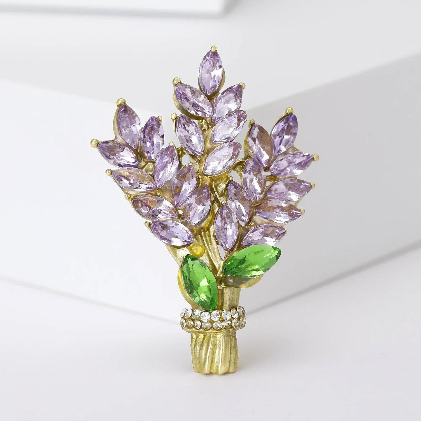 Rhinestone Lavender Brooches Glass Botanical Pins Jewelry Accessories