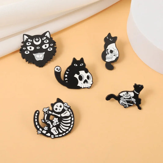 Ghost Skull Cat Enamel Pin Anime Lapel Brooch Backpack Badge Jewelry Accessories