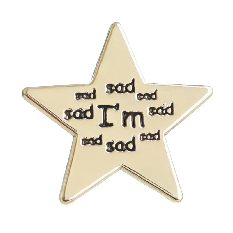 Stars Enamel Pin Gold Brooch Sad Badge Metal Lapel Backpack Accessories Gift Custom Jewelry