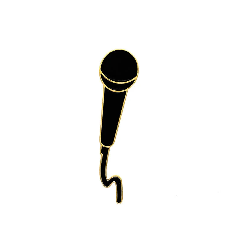 Rock Guitar Enamel Pin Brooch Microphone Badge Lapel Hat Bag Accessories Music Lovers