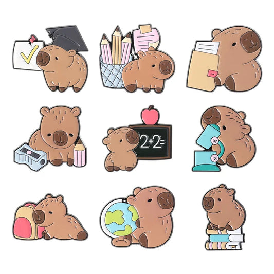 Cute Capybara Enamel Pins - Funny Creative Brooch for Students