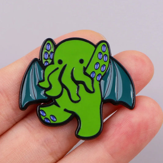 Cthulhu Enamel Pin Cartoon Lapel Brooch Green Badge Jewelry Gift