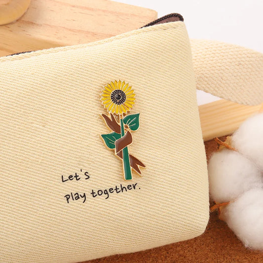 Sunflower Enamel Pins Cute Camping Lapel Badges Jewelry Brooches Gifts